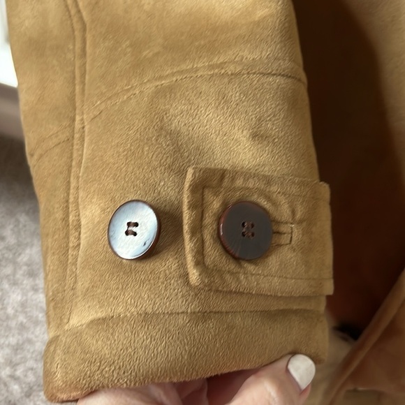 RFT Rainforest Mens Faux Sherpa Pockets Button Up Coat Beige/ Gray M - Picture 9 of 15